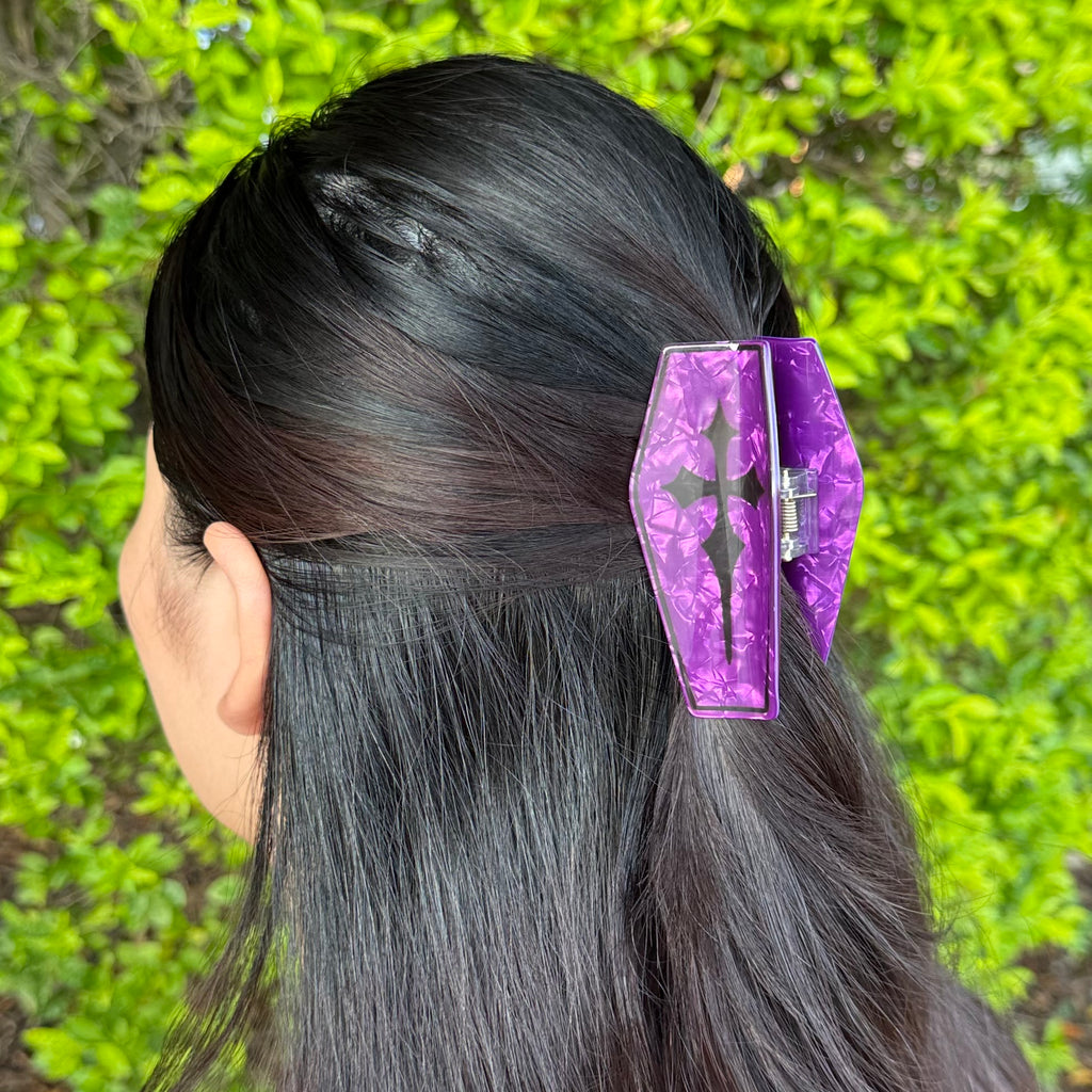 Gothic Coffin Cross Hair Clip ( 2 Colors available)
