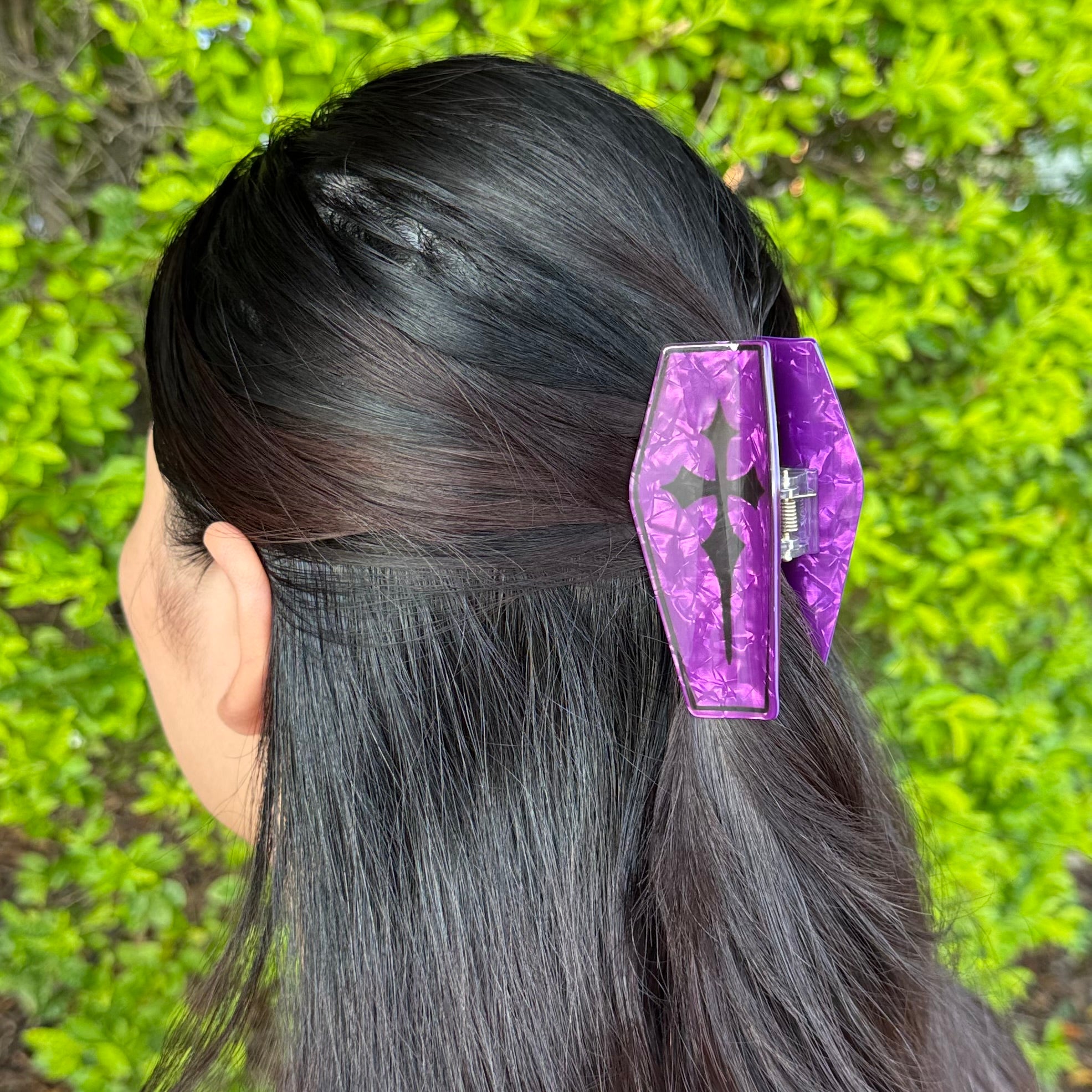 Gothic Coffin Cross Hair Clip ( 2 Colors available)