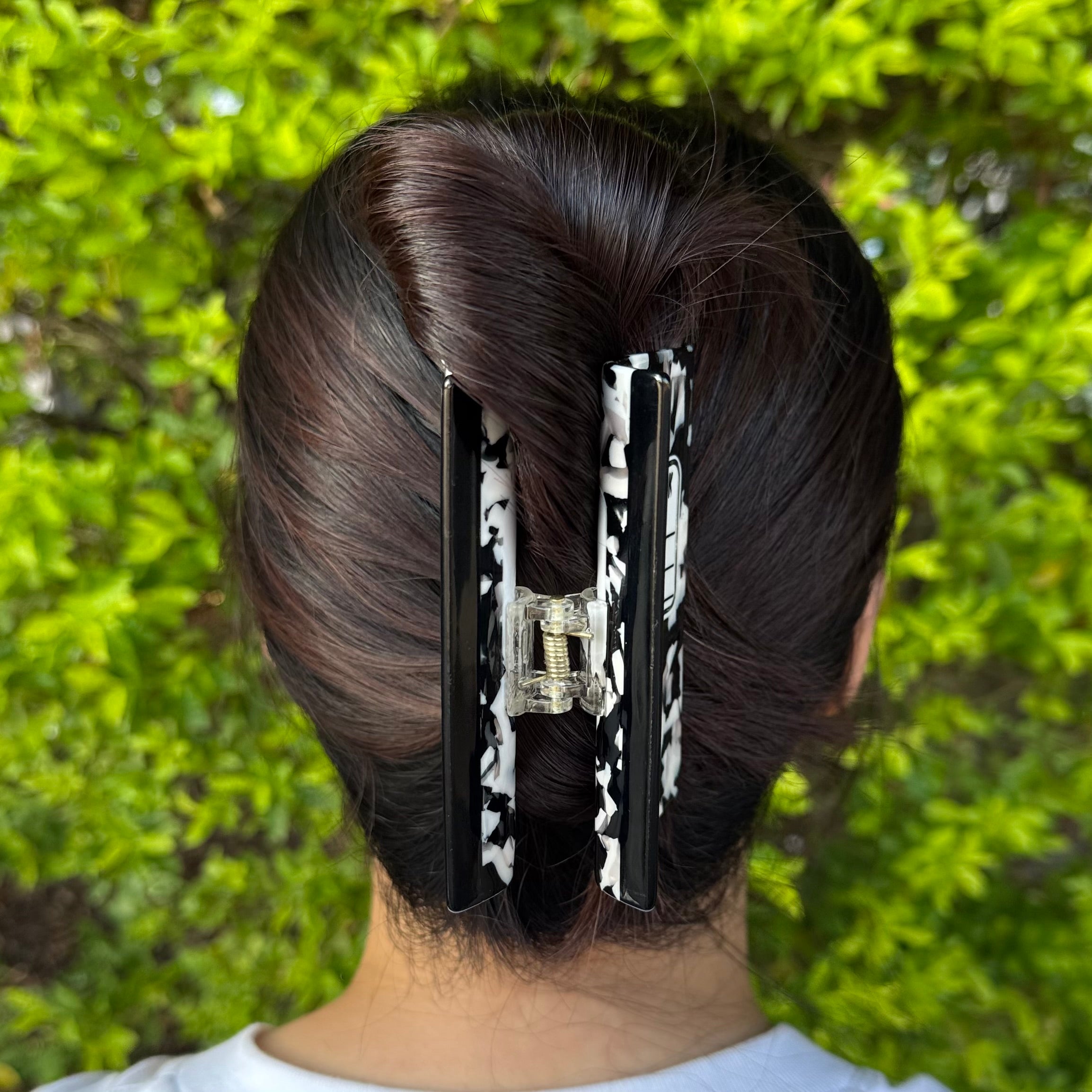 Vintage Composition Book Shaped Hair Clip | Black & White Marble Campus-Style Hair Accessory for Daily Casual Styling