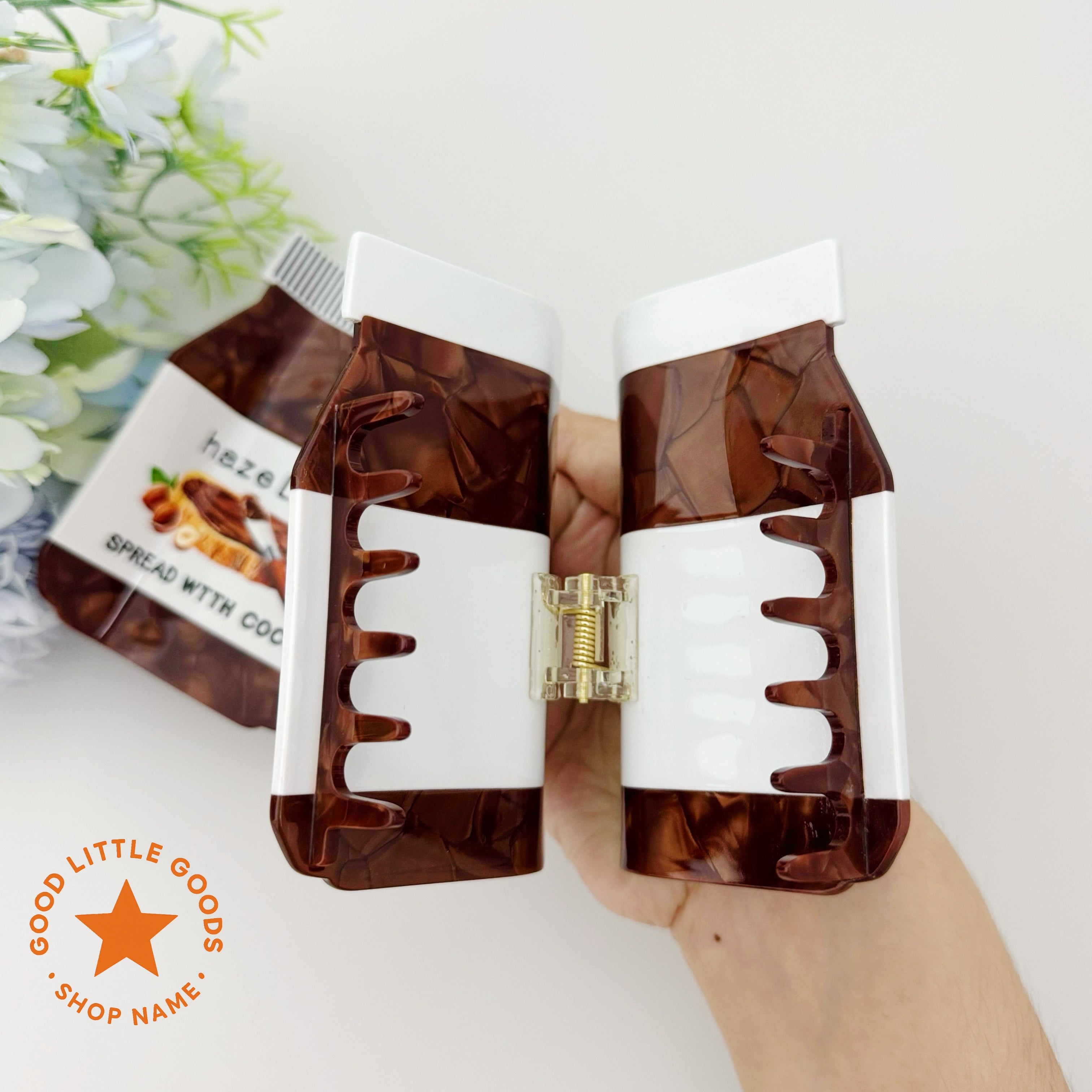 Hazelnut Cocoa Spread Jar Hair Clip | Sweet Food-Themed Fun Hair Accessory for Daily Casual Styling
