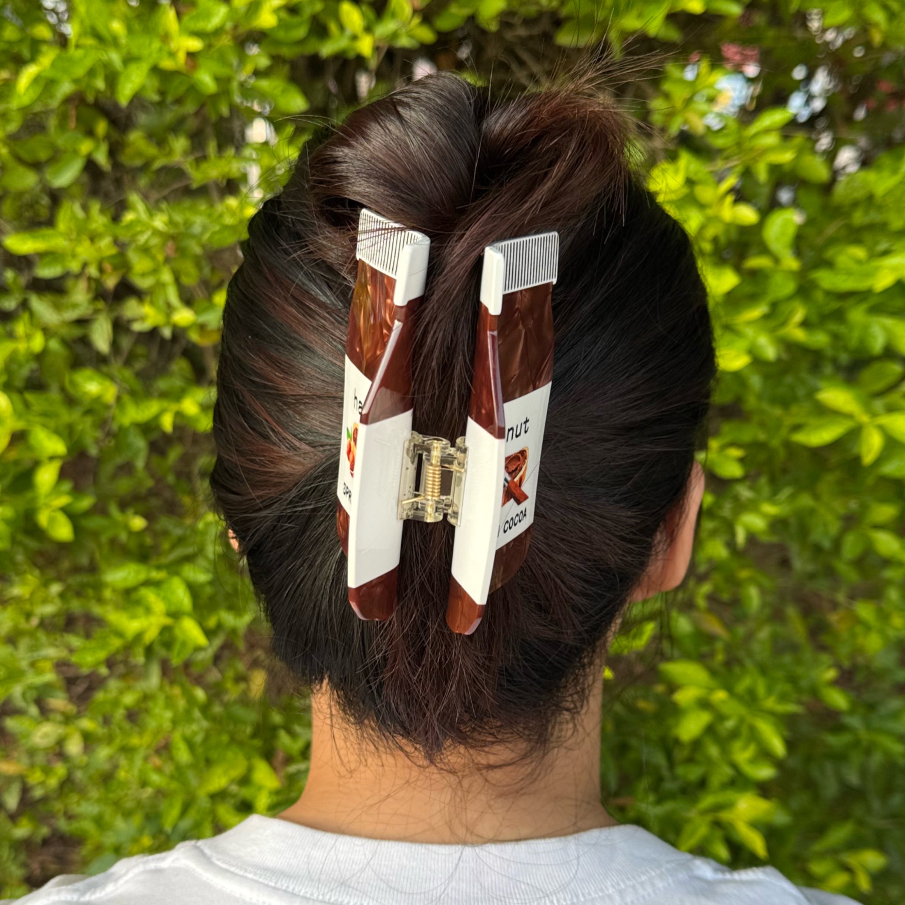 Hazelnut Cocoa Spread Jar Hair Clip | Sweet Food-Themed Fun Hair Accessory for Daily Casual Styling