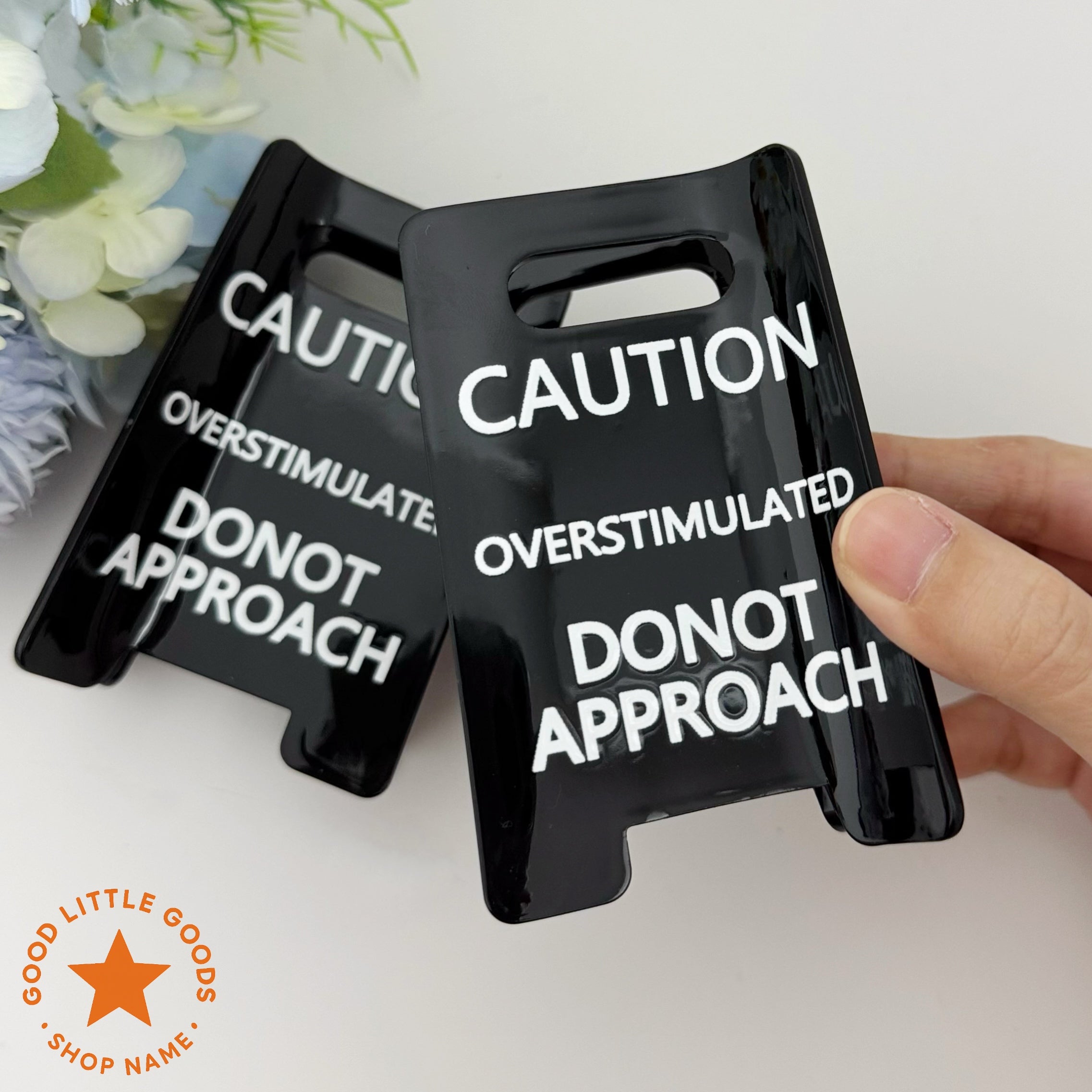Caution Overstimulated Sign Hair Clip