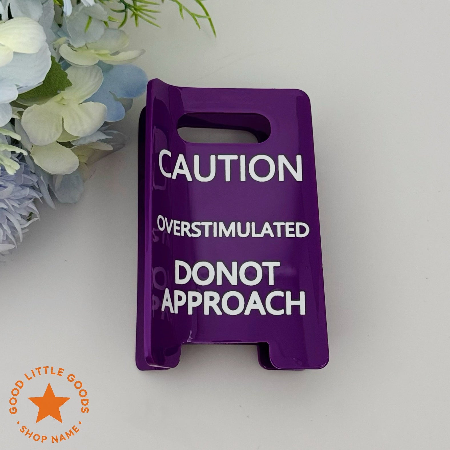 Caution Overstimulated Sign Hair Clip