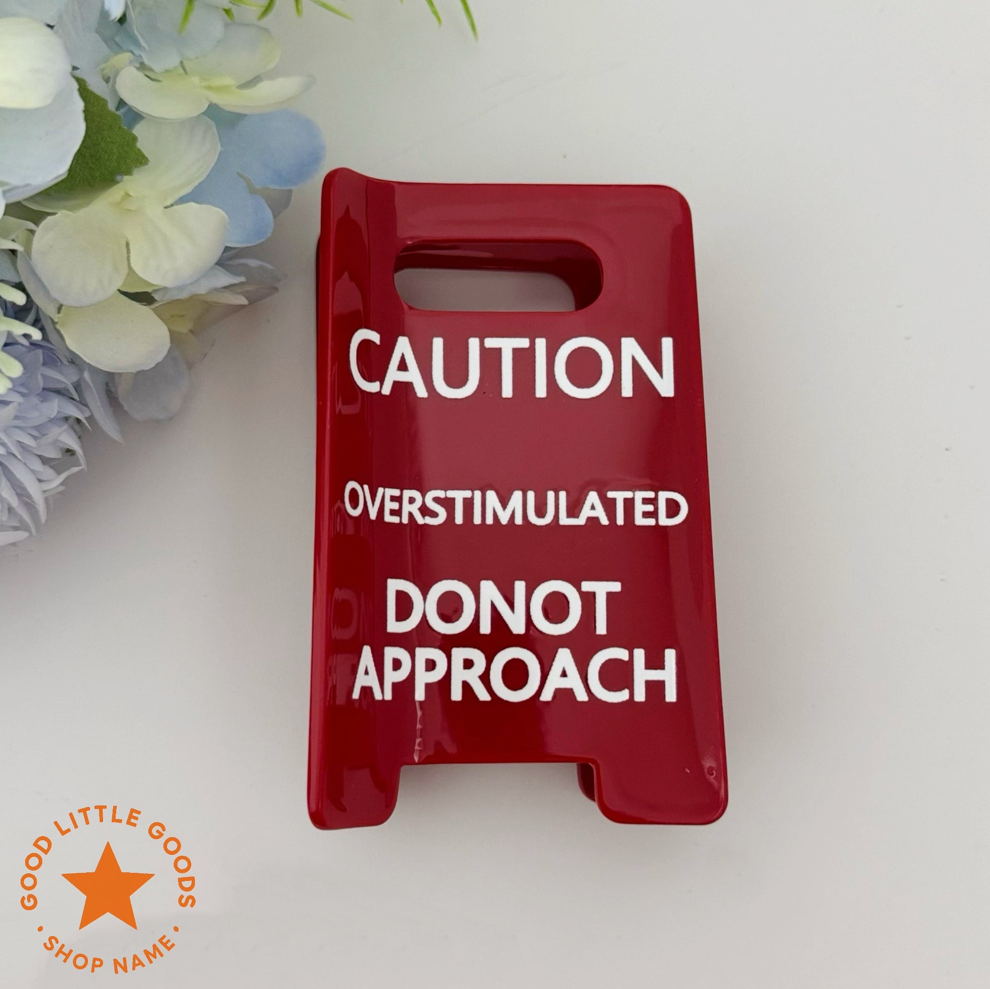 Caution Overstimulated Sign Hair Clip