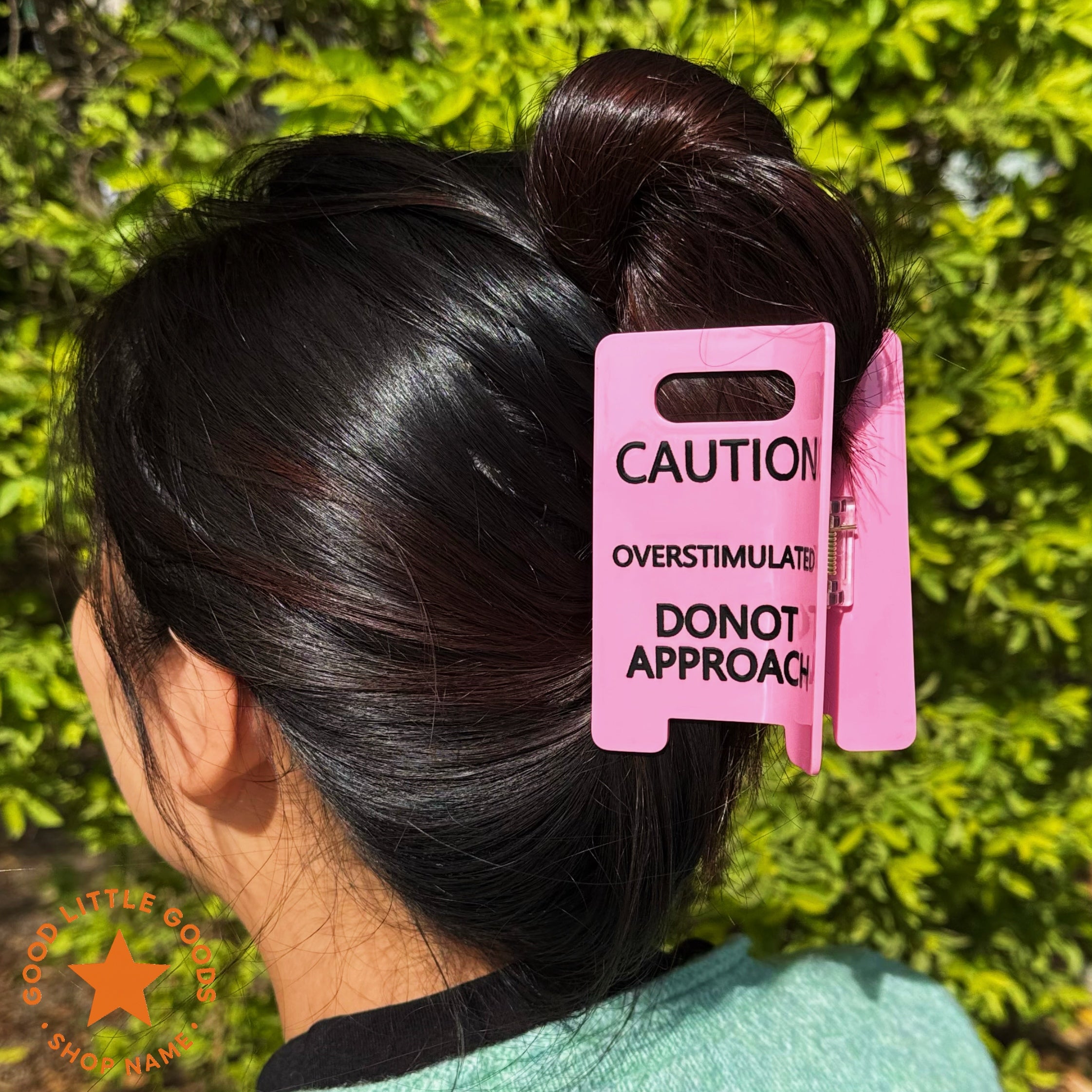 Caution Overstimulated Sign Hair Clip