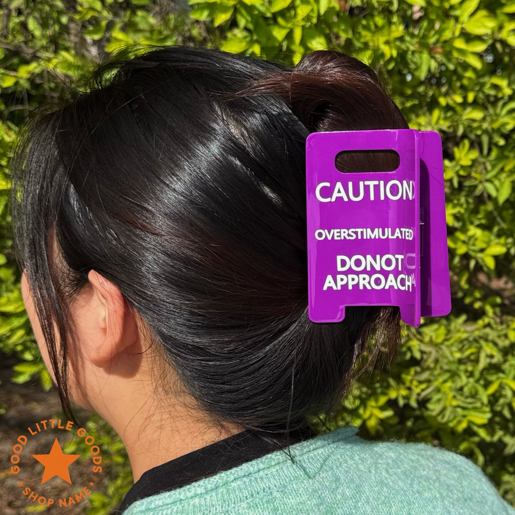 Caution Overstimulated Sign Hair Clip