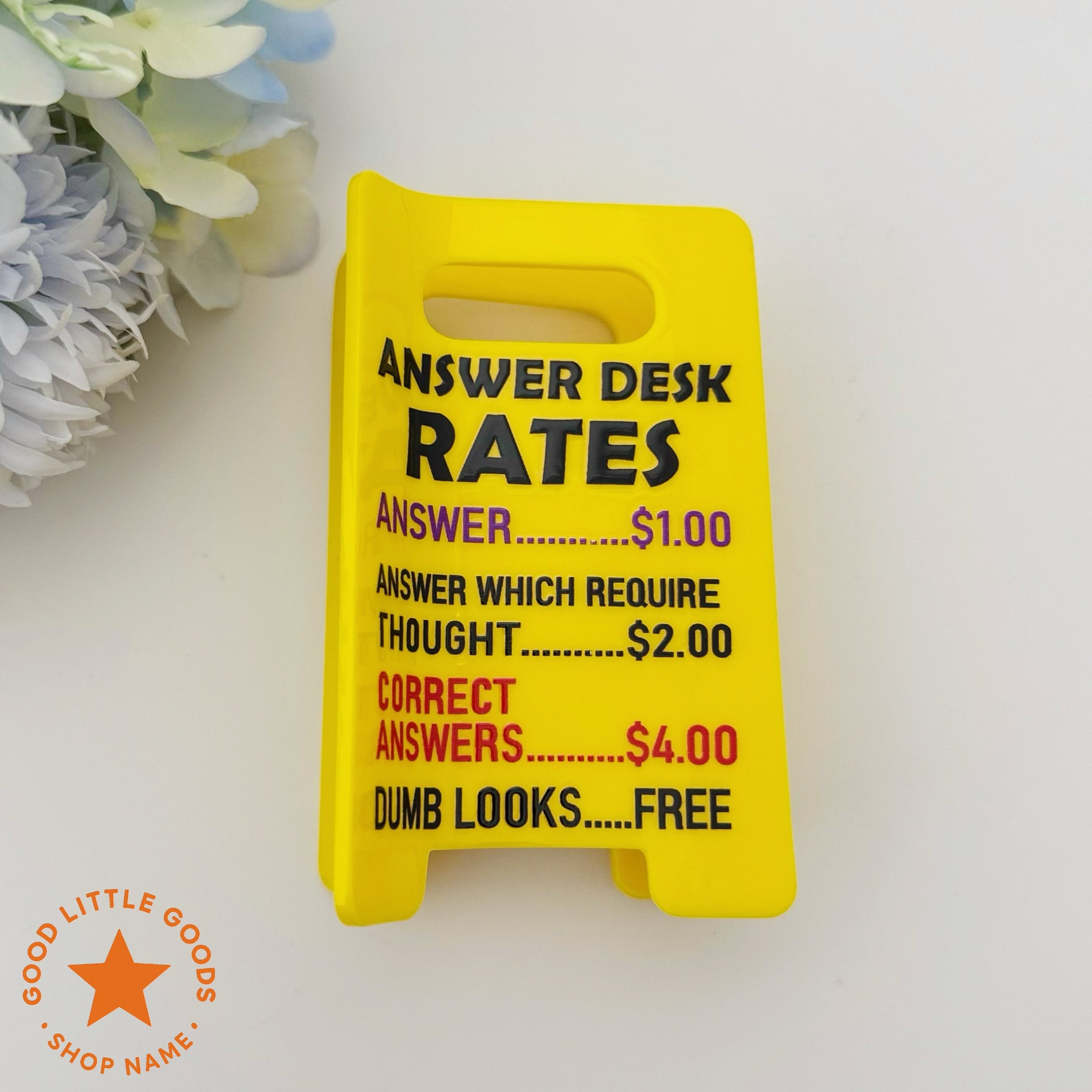 Answer Desk Rates Sign Hair Clip