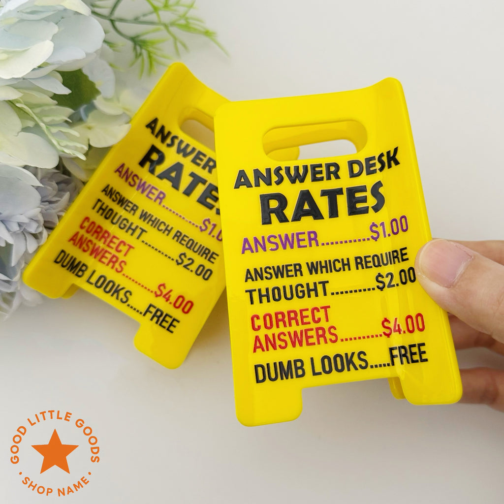 Answer Desk Rates Sign Hair Clip