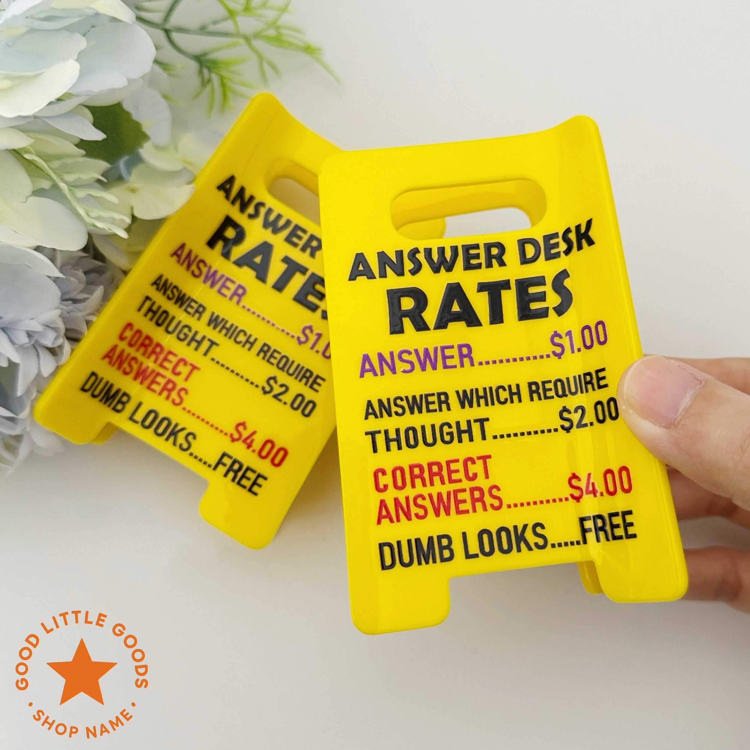 Answer Desk Rates Sign Hair Clip