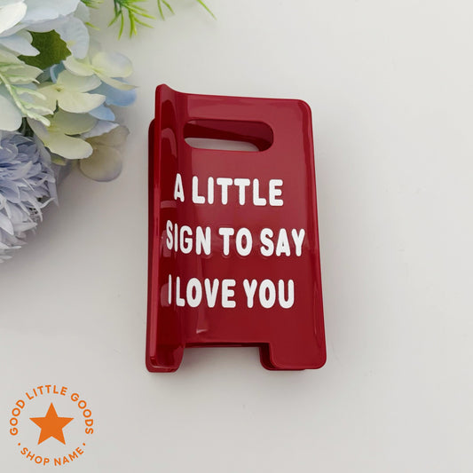 A Little Sign to Say I Love You Hair Clip, Red Caution Sign Style Barrette, Romantic Love Message Hair Accessory for Women Girlfriend, Valentine's Day Anniversary Gift