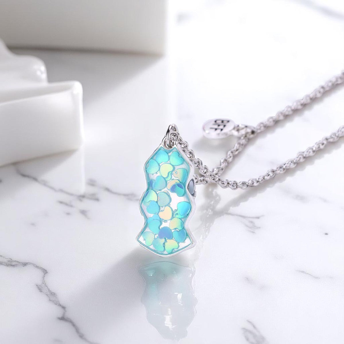 Pink+Blue+Purple Heart Necklace for 3