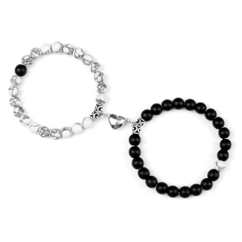 Natural Beads BFF Heart Bracelet