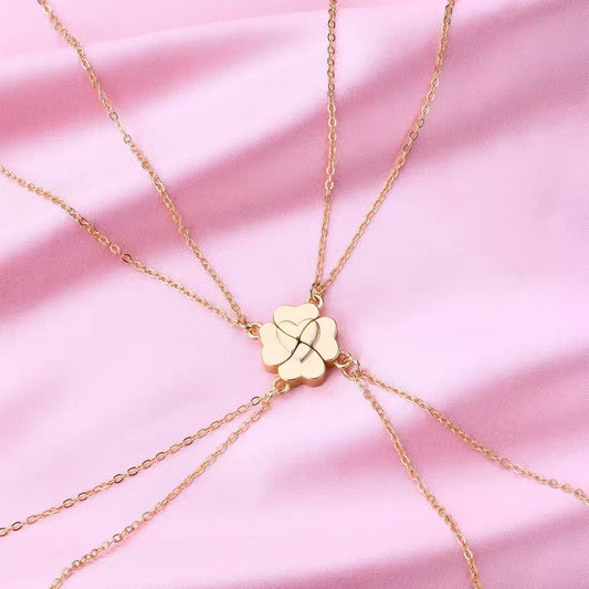 Four-Leaf Clover Heart Magnetic Necklace