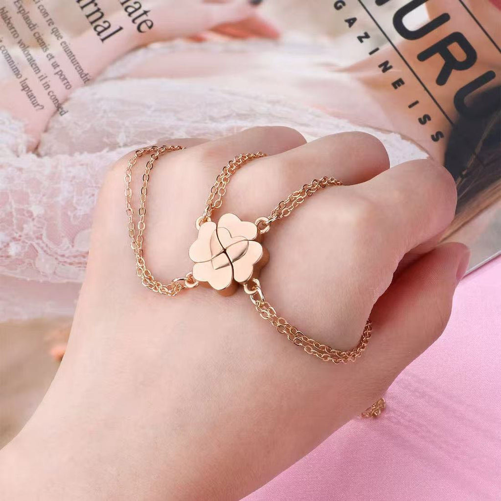 Four-Leaf Clover Heart Magnetic Necklace