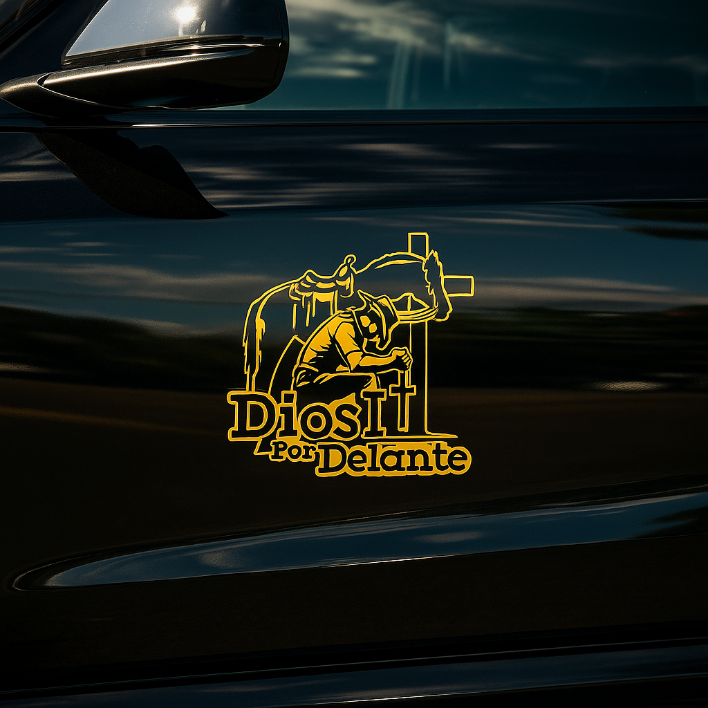 Cowboy Dios Por Delante Stickers (3 Colors Available)