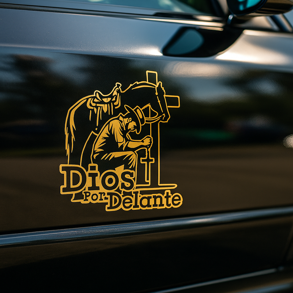 Cowboy Dios Por Delante Stickers (3 Colors Available)