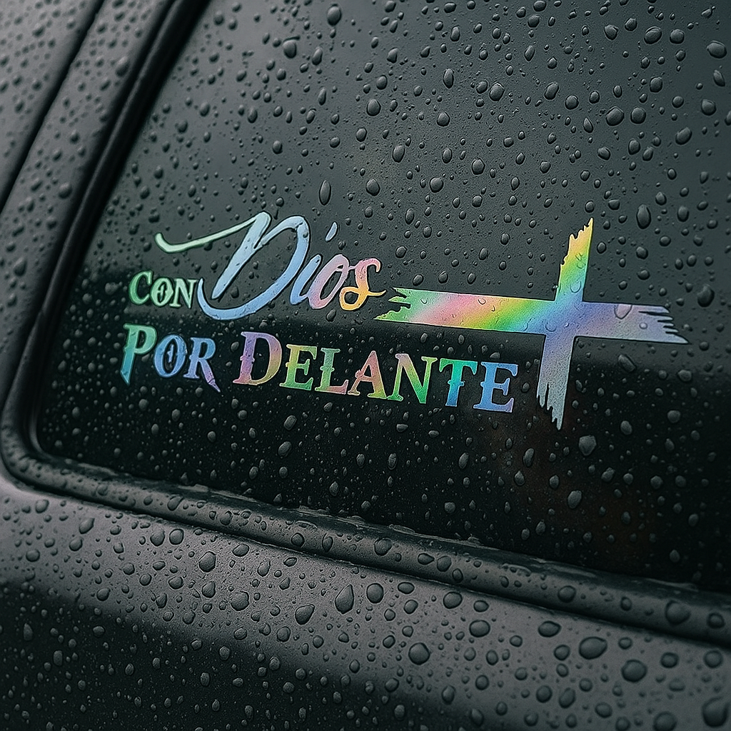 Con Dios por Delante Holographic Sticker