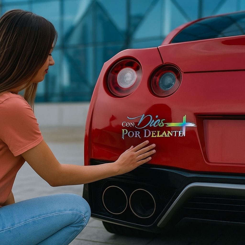 Con Dios por Delante Holographic Sticker