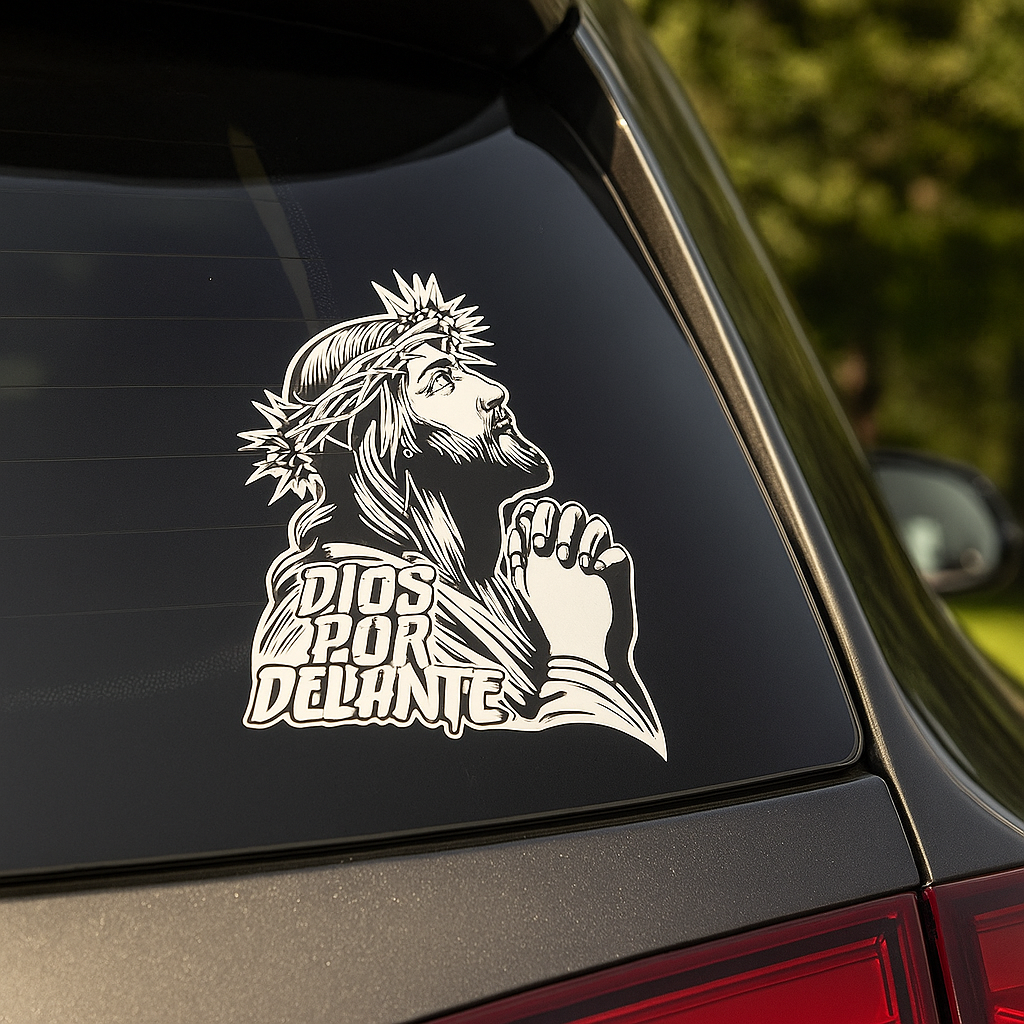 Crown of Thorns Jesus “DIOS POR DELANTE” Sticker