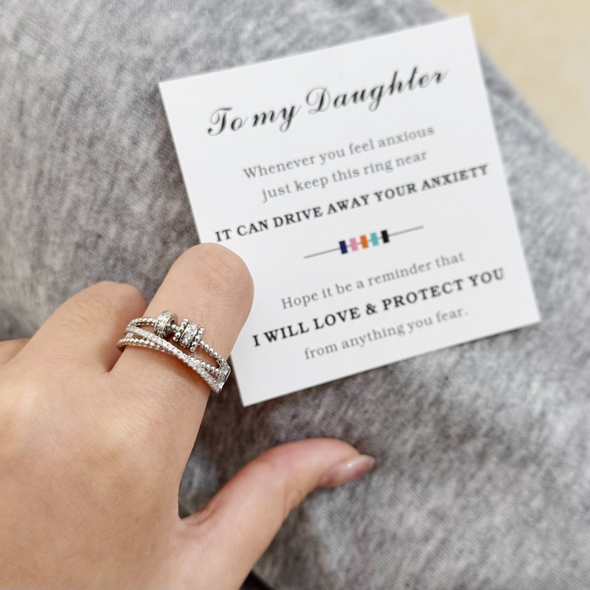 Double Layer Open Ring for Women, Sparkling Cubic Zirconia Inlaid Adjustable Ring, Light Luxury Minimalist Stackable Finger Ring for Daily Wear, Party & Gift