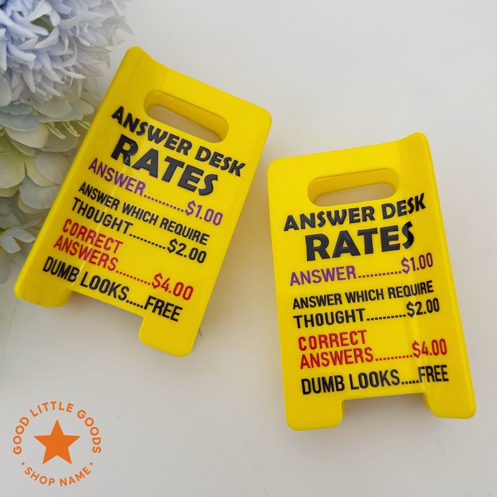 Answer Desk Rates Sign Hair Clip