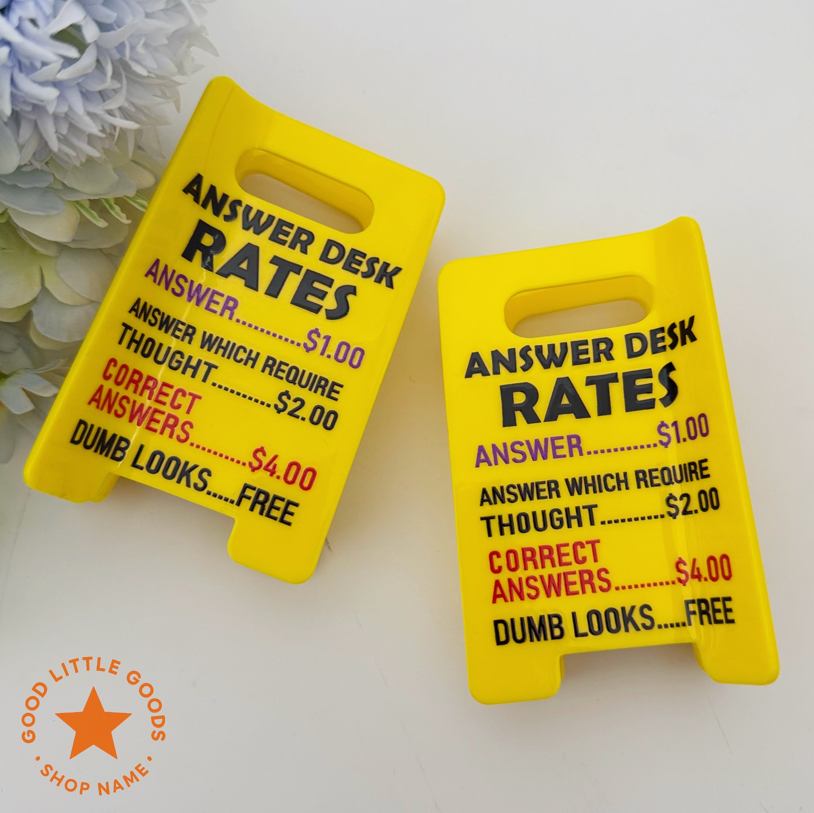 Answer Desk Rates Sign Hair Clip