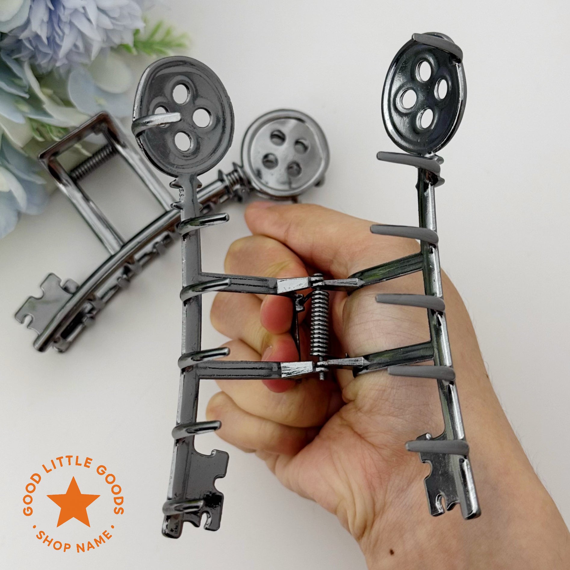 Coraline Button Key Hair Claw Clip