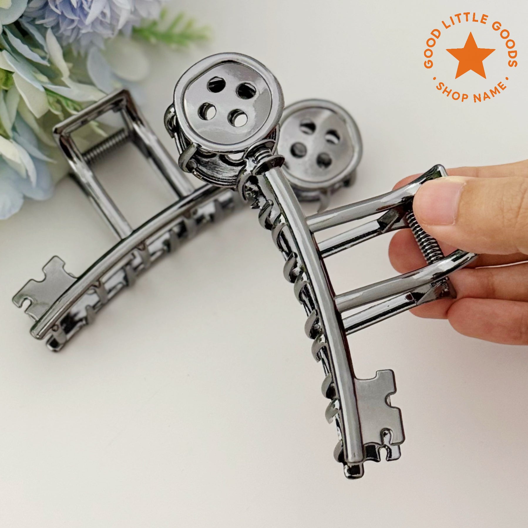 Coraline Button Key Hair Claw Clip