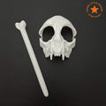 White Cat Skull Hair Stick Set, Gothic Hair Pin with Bone Stick