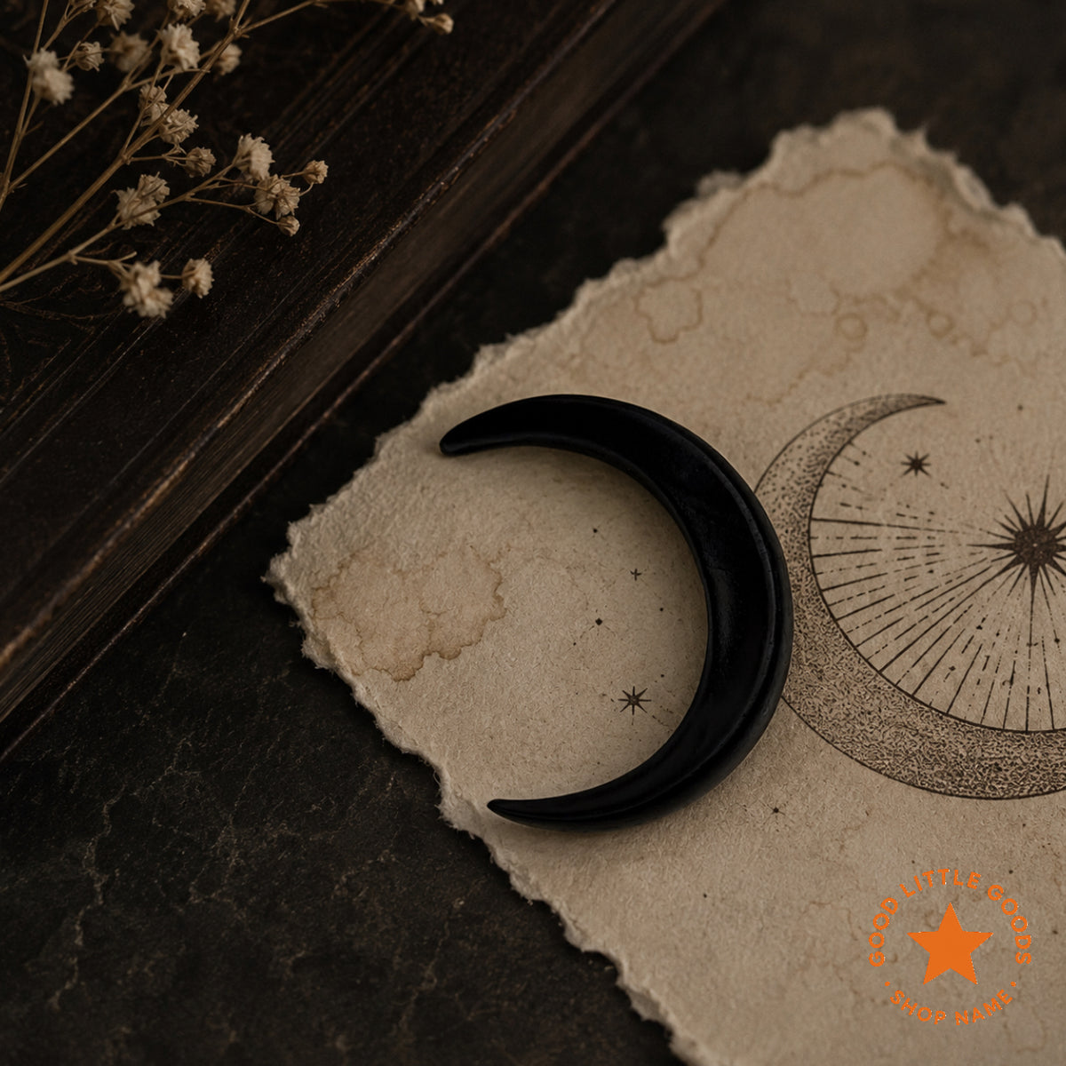 Crescent Moon Wooden Hair Pin, Moon Hair Fork Bun Holder, Handmade Gothic Bun Holder, Boho Hair Accessory for Women and Girls