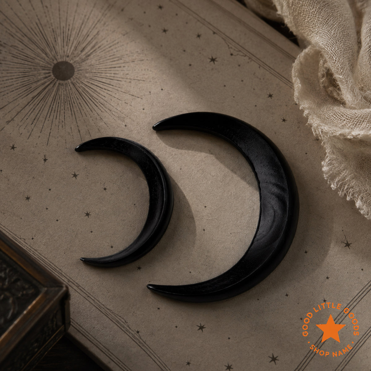 Crescent Moon Wooden Hair Pin, Moon Hair Fork Bun Holder, Handmade Gothic Bun Holder, Boho Hair Accessory for Women and Girls