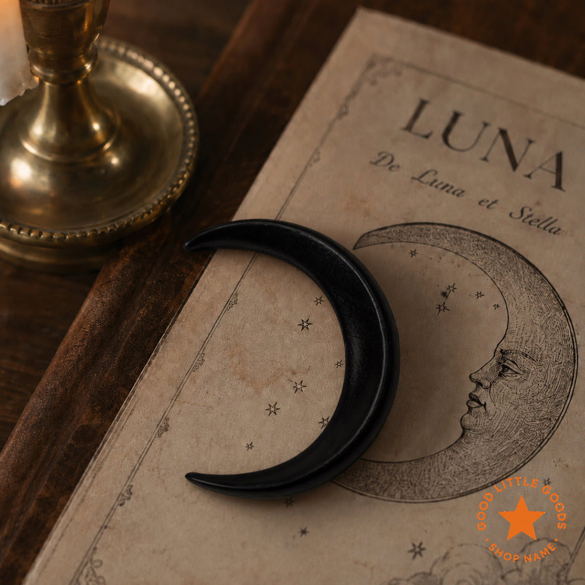Crescent Moon Wooden Hair Pin, Moon Hair Fork Bun Holder, Handmade Gothic Bun Holder, Boho Hair Accessory for Women and Girls