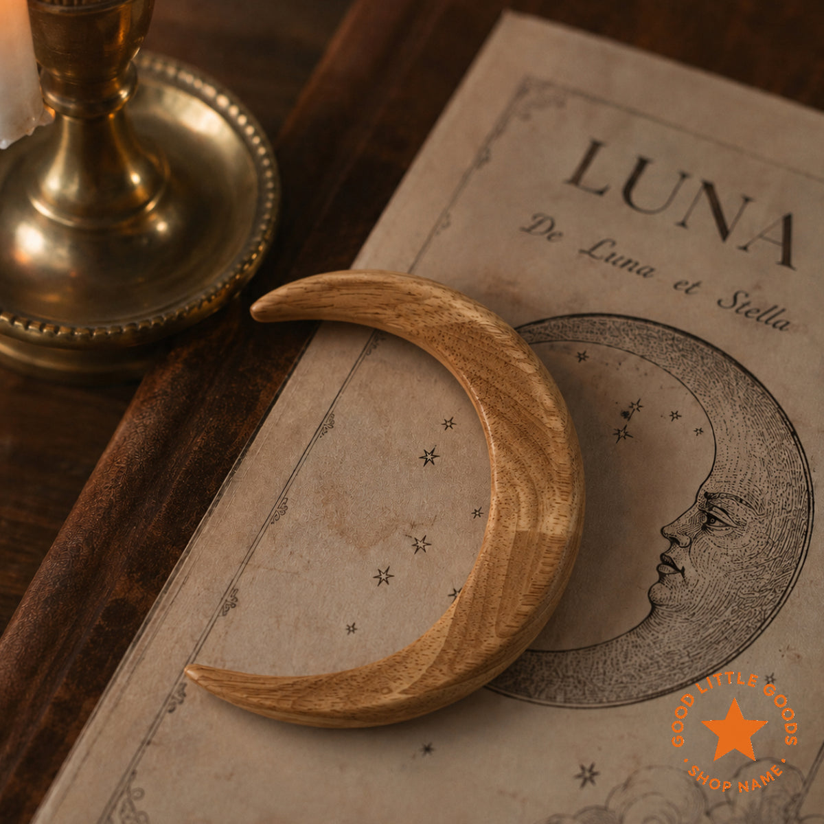 Crescent Moon Wooden Hair Pin, Moon Hair Fork Bun Holder, Handmade Gothic Bun Holder, Boho Hair Accessory for Women and Girls
