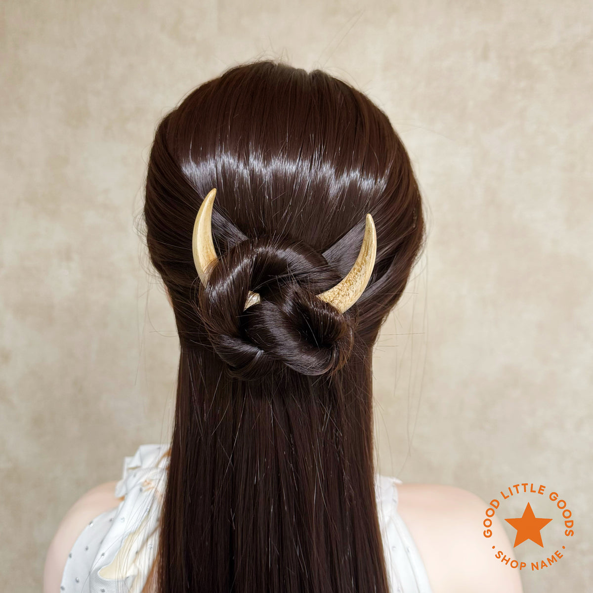 Crescent Moon Wooden Hair Pin, Moon Hair Fork Bun Holder, Handmade Gothic Bun Holder, Boho Hair Accessory for Women and Girls