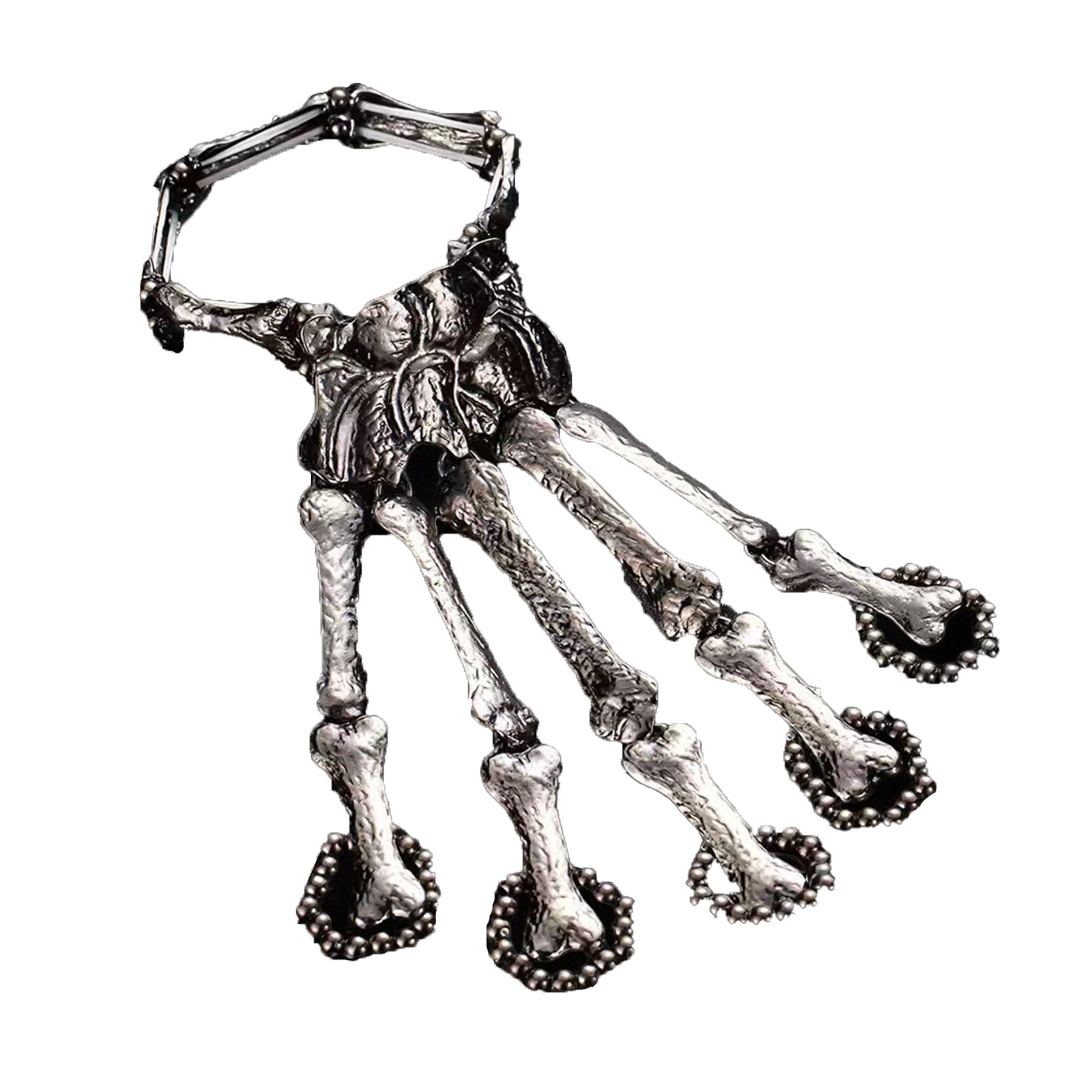 Gold Skeleton Hand Bone Bracelet with Ring,Skeleton Hand Bracelet, Gothic Punk Exaggerated Metal Skull Wristband