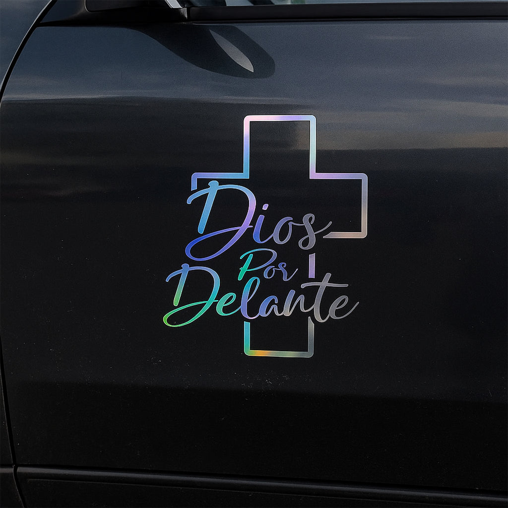 'Dios Por Delante' Cross Sticker