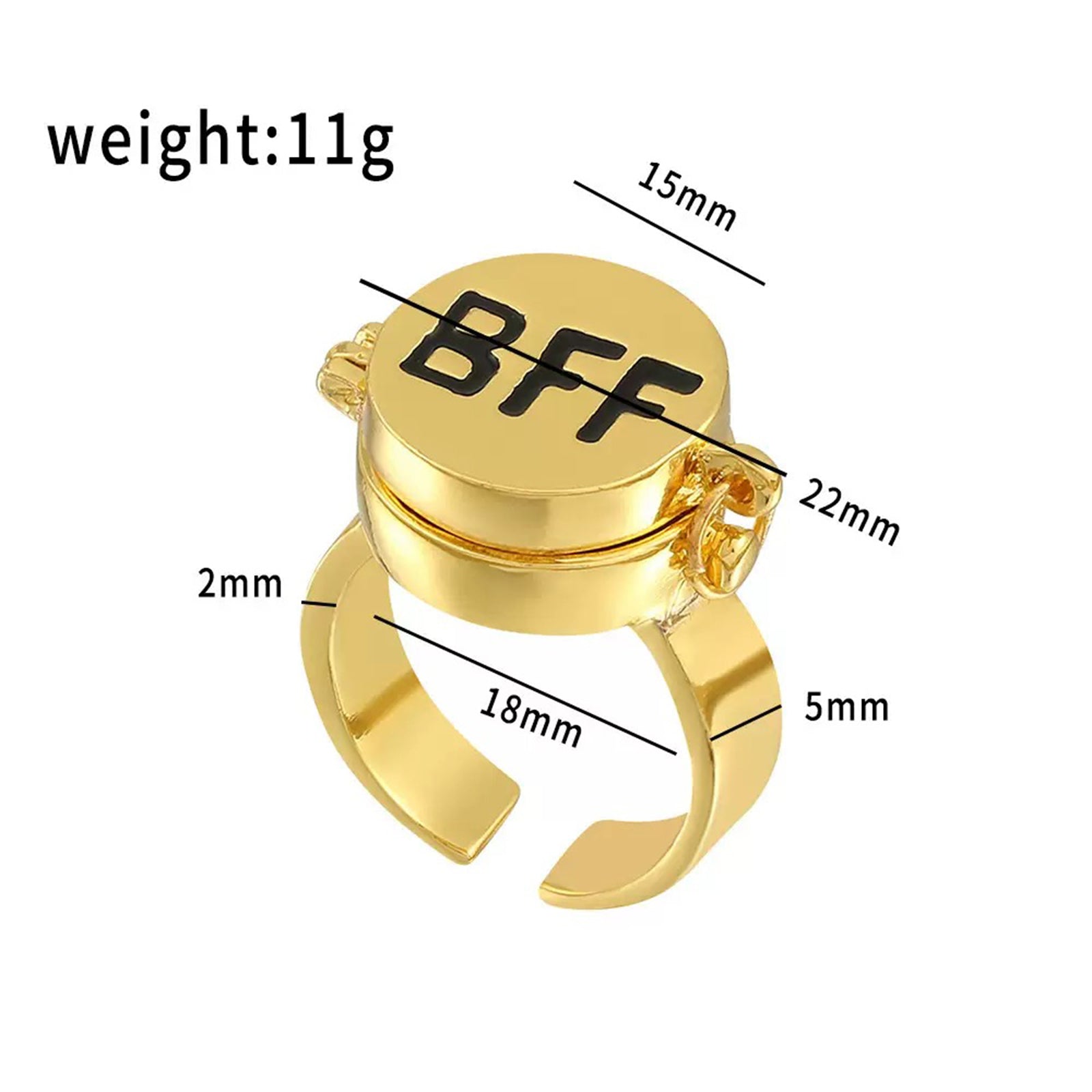 Gold BFF Spinner Ring-Unisex Rotating Friendship Ring，Spongebob Decor, Best Friend Rings,Matching Rings for Couples,Adjustable Fidget Jewelry Gift for Best Friends & Couples.