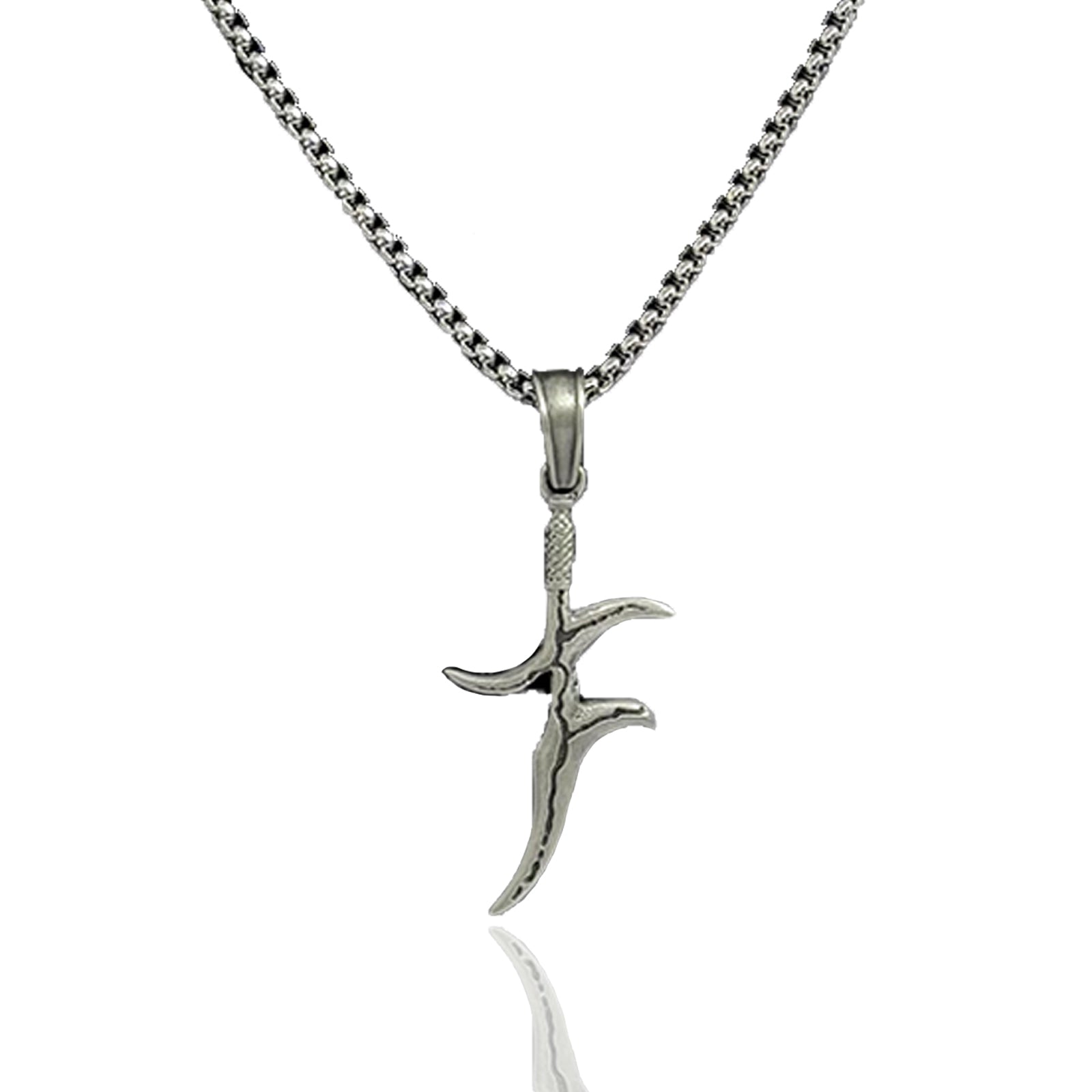 Black Knife Dagger Necklace in Silver, Knife Necklace,Silver Pendant for Men,Middle Earth Warrior Necklace For Best Friend