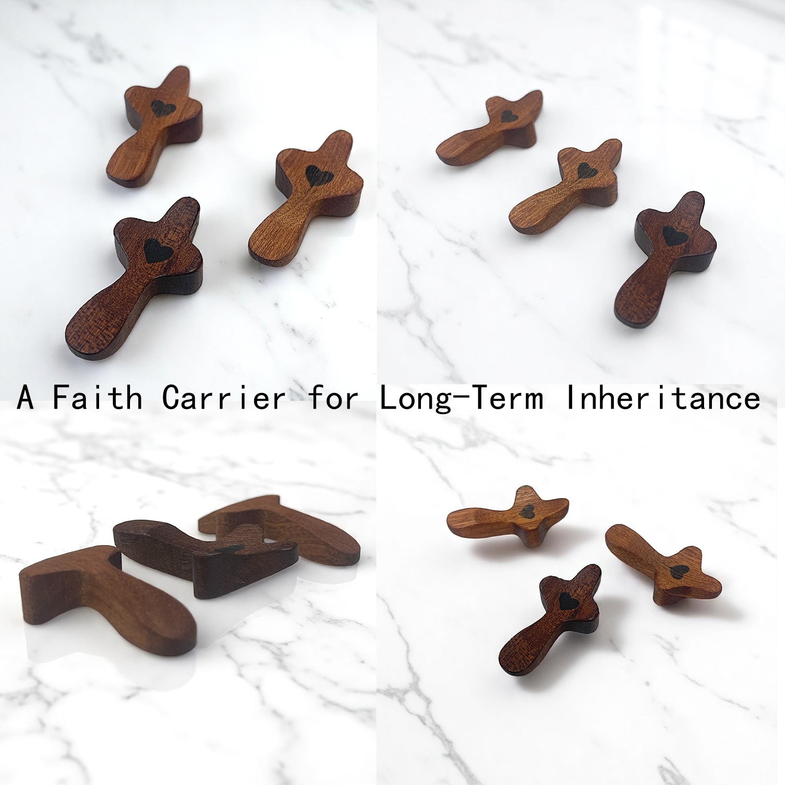 Handmade 10Pcs Wooden Cross Fidget Bulk with Organza Bags - Stress Relief Pocket Cross My Heart for Christian