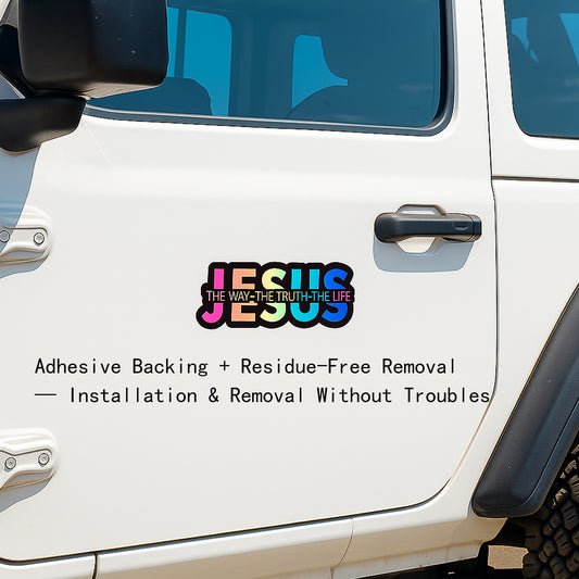 Holographic Reflective 'Jesus The Way The Truth The Life' Religious Car Sticker, Inspirational Truck Window Decal, Auto Decor for Cars Trucks