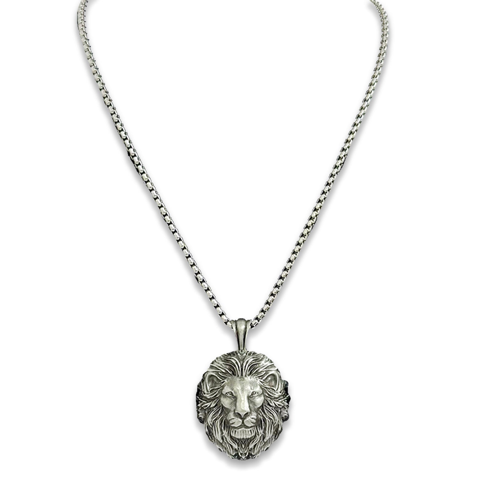 Wild Lion Silver Pendant Necklace, Silver Pendant for Men, Lion Necklace,Lion Pendant, Minimalist Men's Jewelry