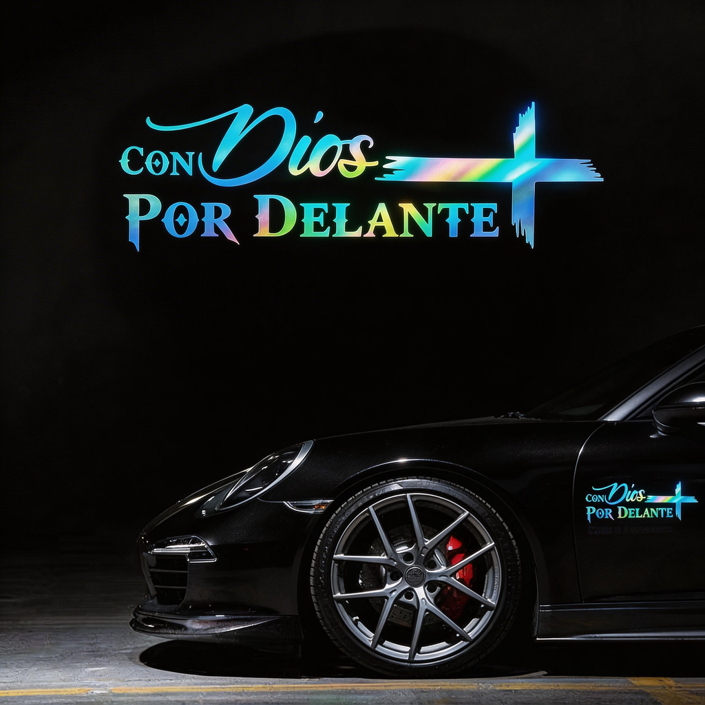 Con Dios por Delante Holographic Sticker