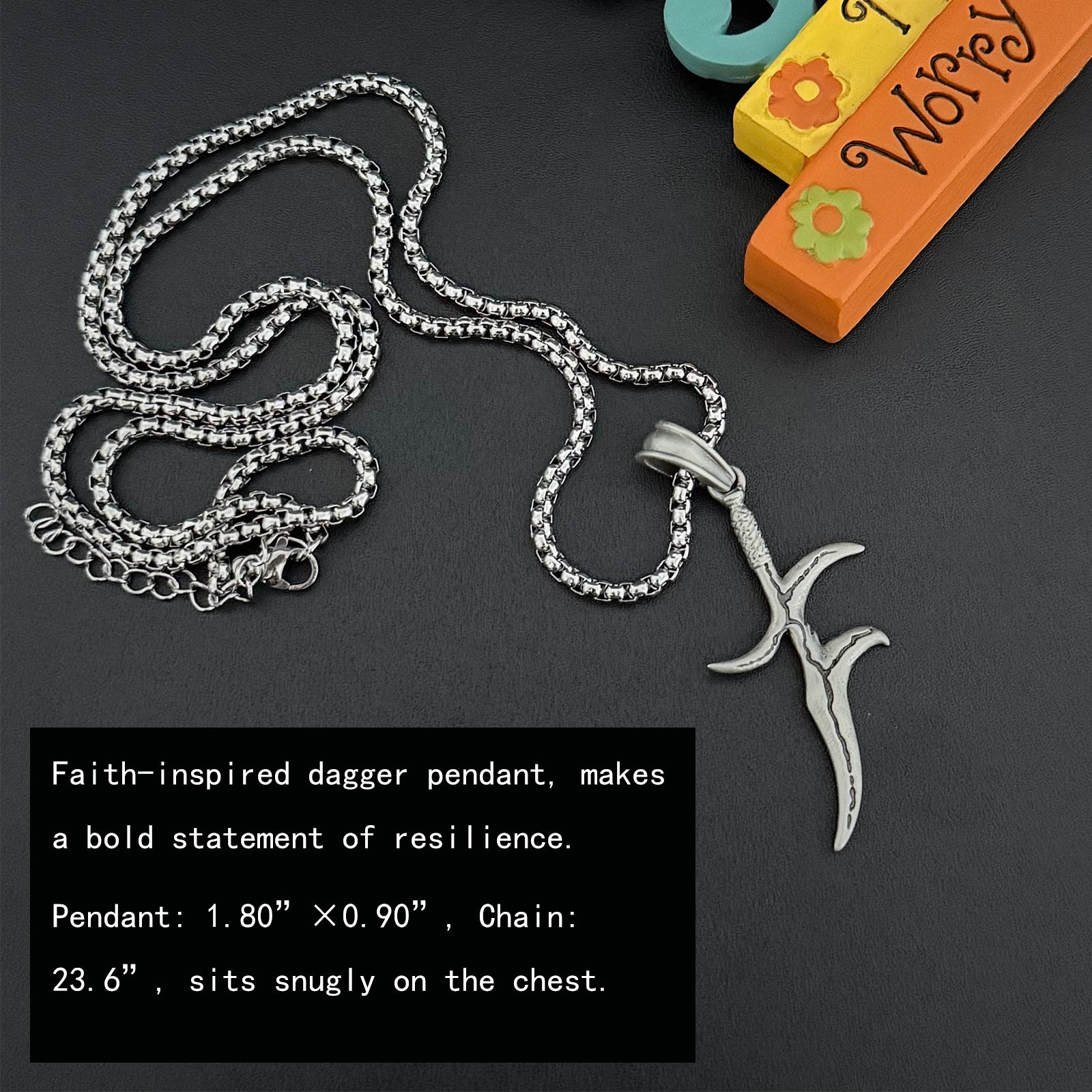 Black Knife Dagger Necklace in Silver, Knife Necklace,Silver Pendant for Men,Middle Earth Warrior Necklace For Best Friend