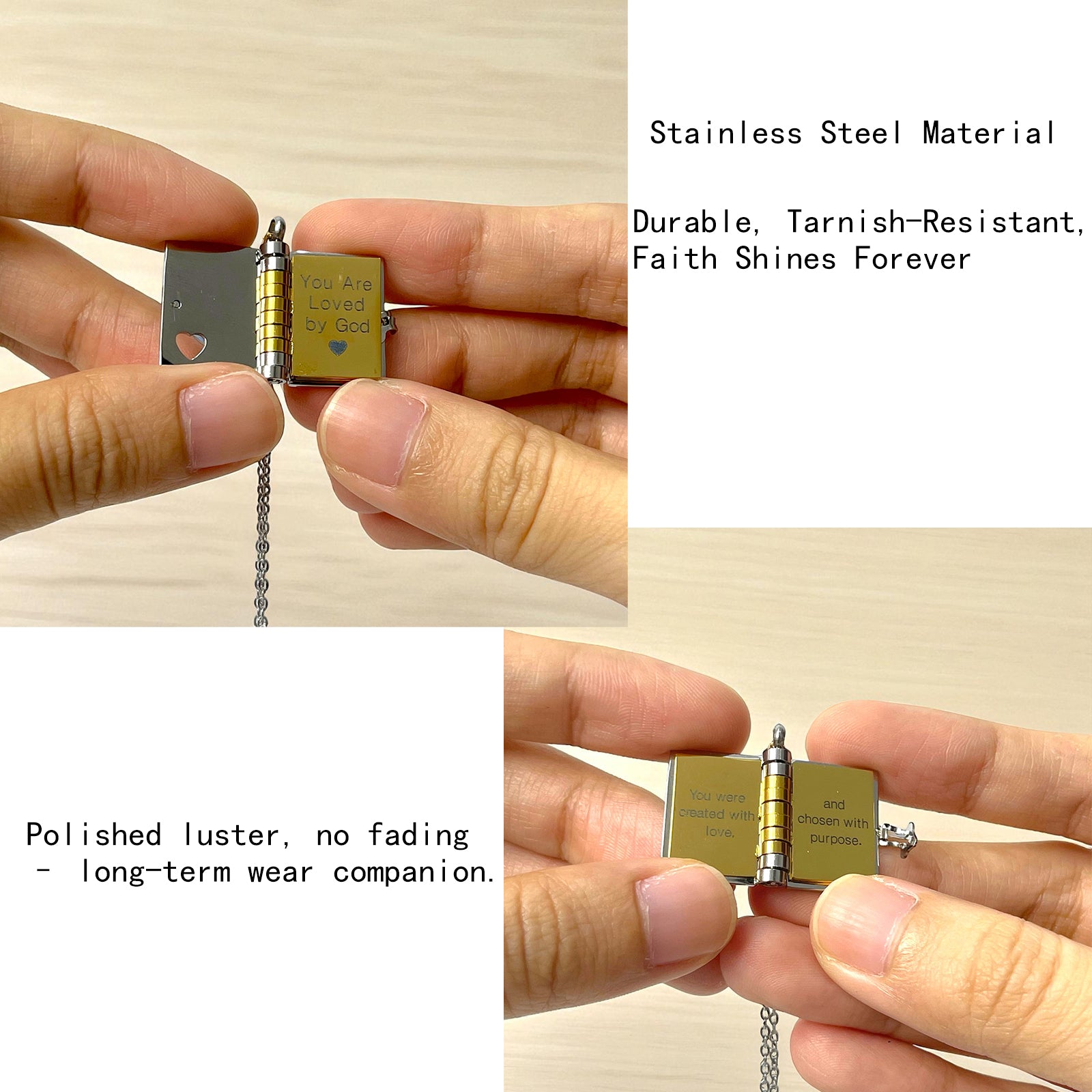 Christian Book Locket Necklace - 