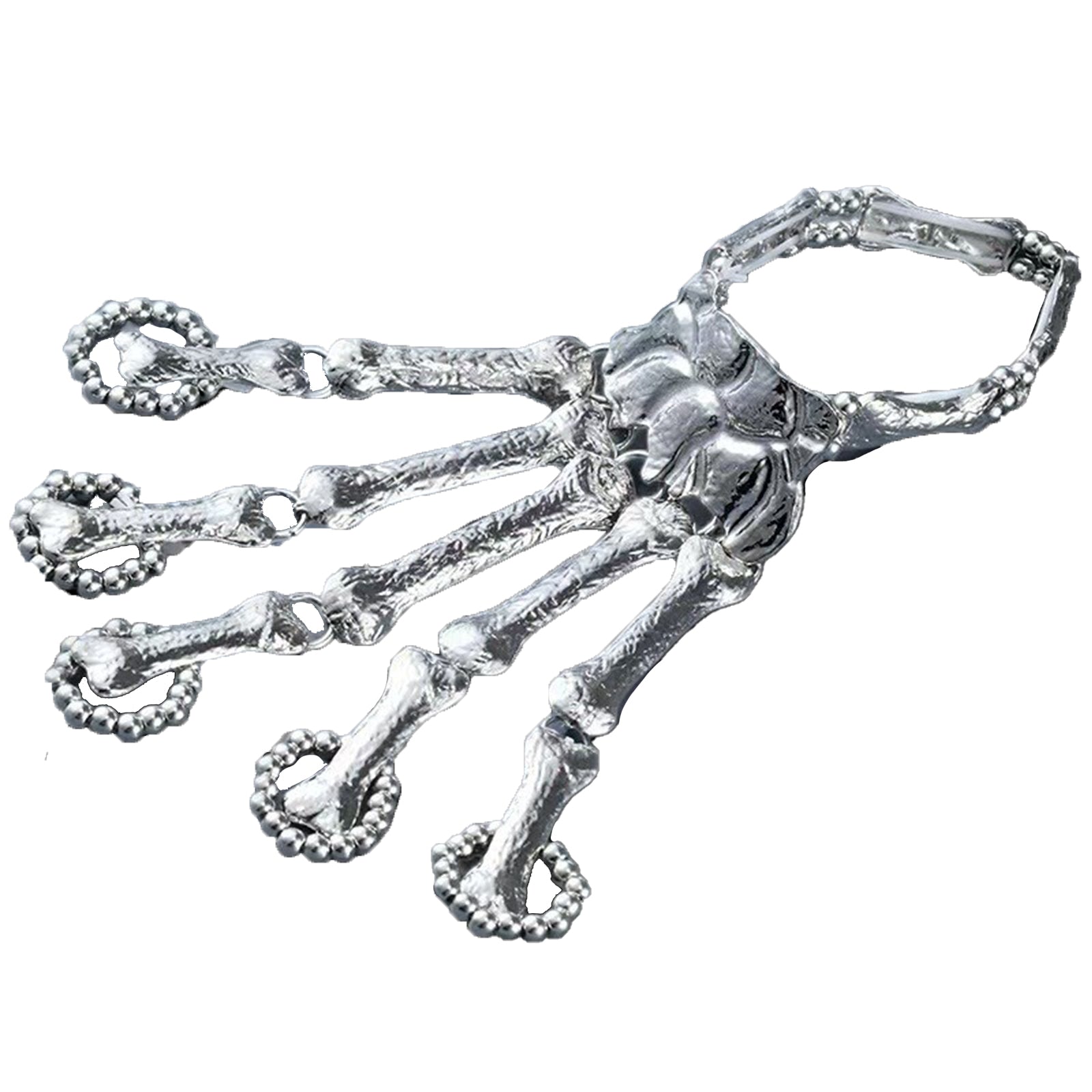 Gold Skeleton Hand Bone Bracelet with Ring,Skeleton Hand Bracelet, Gothic Punk Exaggerated Metal Skull Wristband