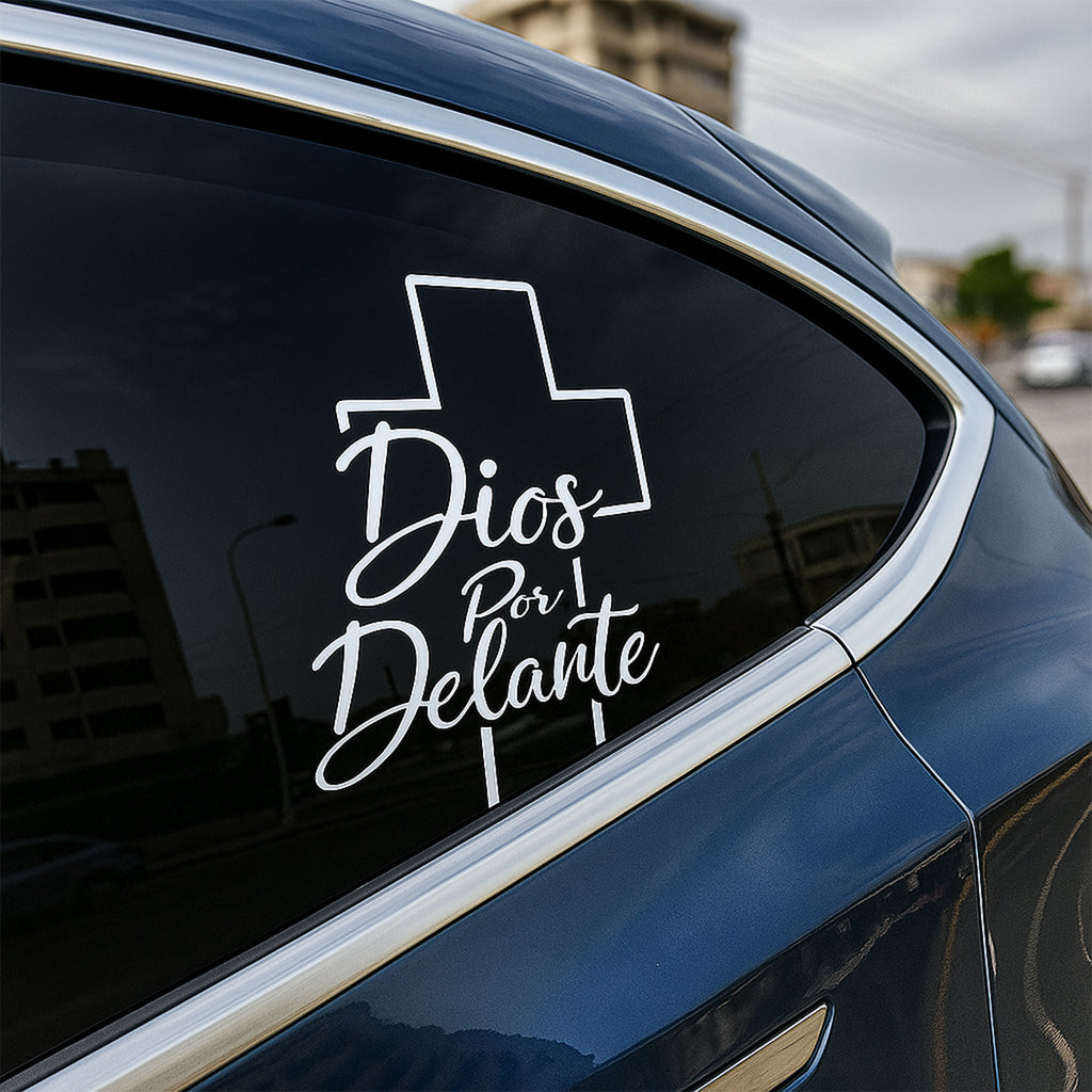 'Dios Por Delante' Cross Sticker