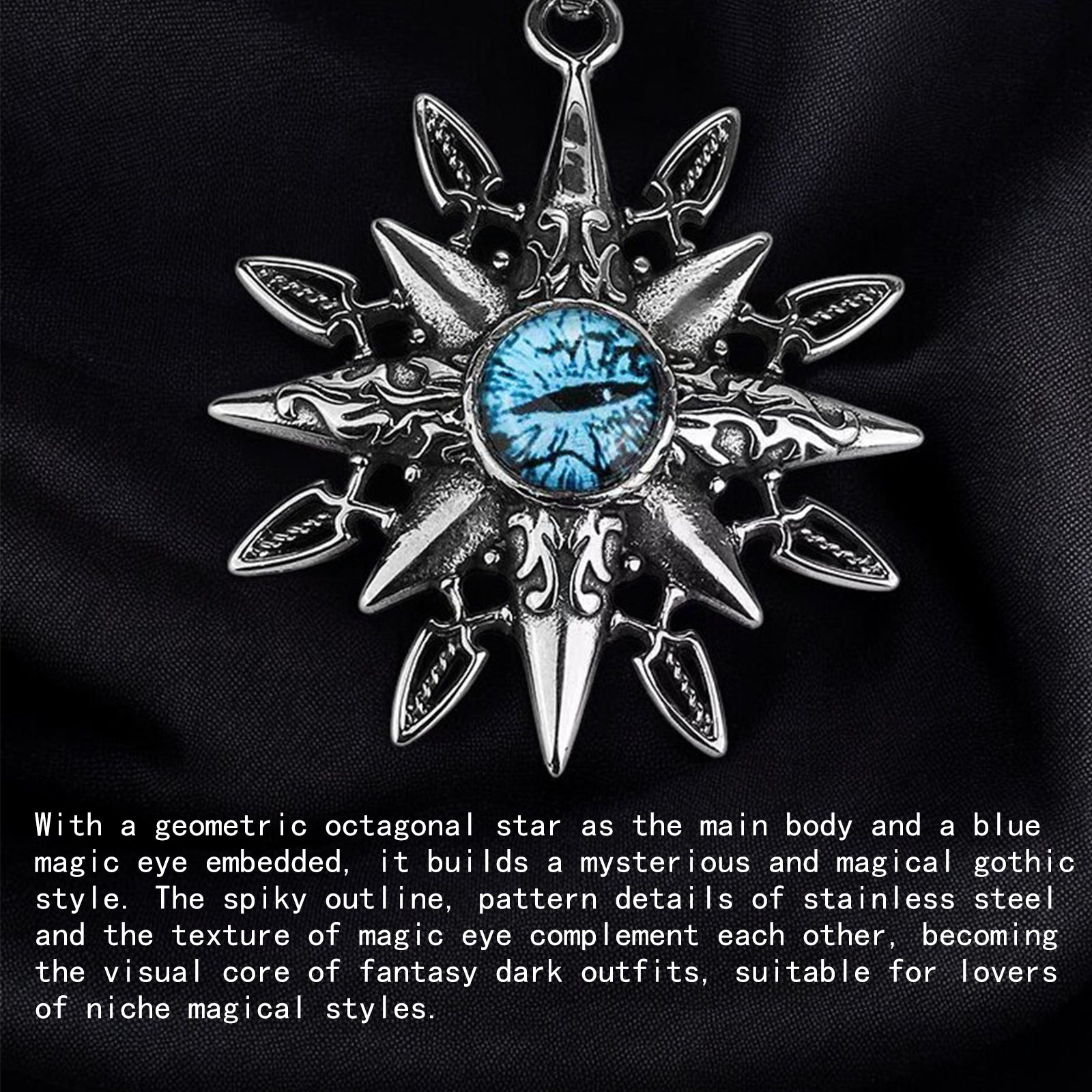 Octagonal Star Magic Eye Necklace，Men's Stainless Steel Necklace，Devil's Eye Pendant，Gothic jewelry