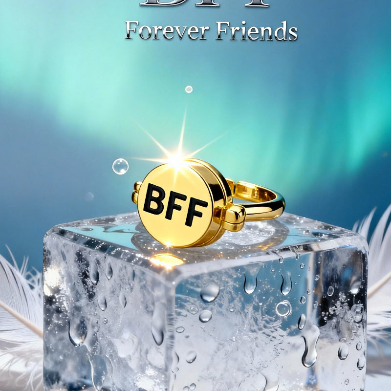 Gold BFF Spinner Ring-Unisex Rotating Friendship Ring，Spongebob Decor, Best Friend Rings,Matching Rings for Couples,Adjustable Fidget Jewelry Gift for Best Friends & Couples.