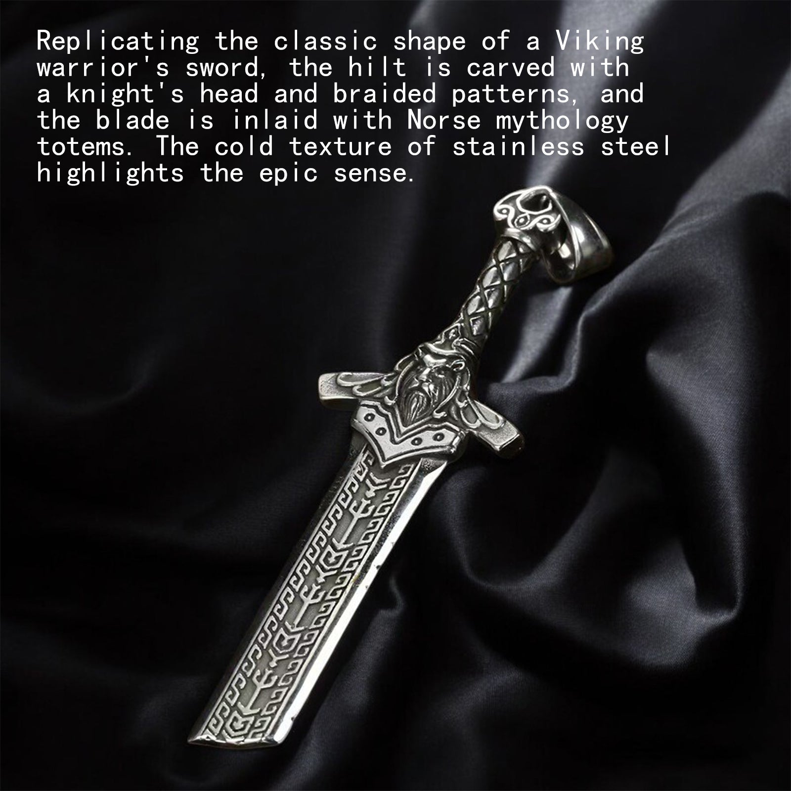 Men's Viking Sword Necklace, Stainless Steel Warrior Knight Sword Pendant, Norse Mythology Viking Jewelry for Men Women