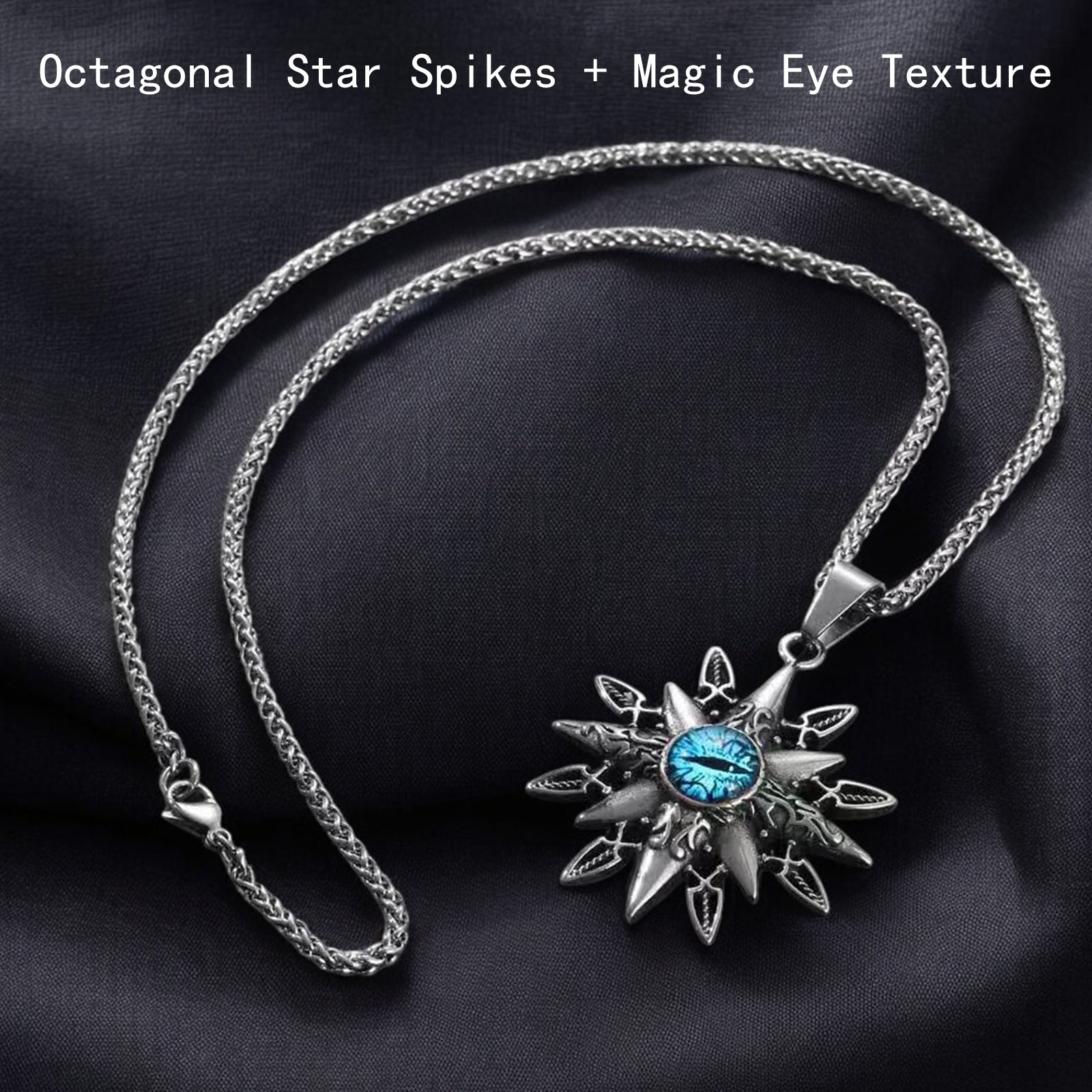 Octagonal Star Magic Eye Necklace，Men's Stainless Steel Necklace，Devil's Eye Pendant，Gothic jewelry